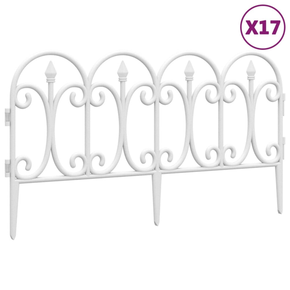 (white) vidaXL 17x Lawn Edgings PP Outdoor Patio Garden Edge Border Fence Black/White