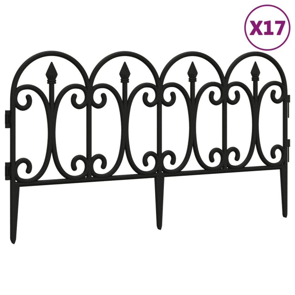(black) vidaXL 17x Lawn Edgings PP Outdoor Patio Garden Edge Border Fence Black/White