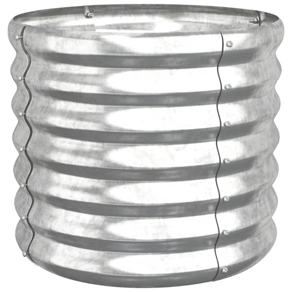 Vidaxl (Silver) Garden Planter Flower Pot Planter Pot Powder-Coated Steel Raised Bed Silver
