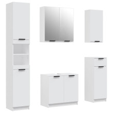 (white) vidaXL Bathroom Cabinet Set 5 Piece Engineered Wood Vanity Unit Multi Colours