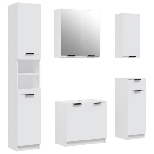 VidaXL (white) vidaXL Bathroom Cabinet Set 5 Piece Engineered Wood Vanity Unit Multi Colours