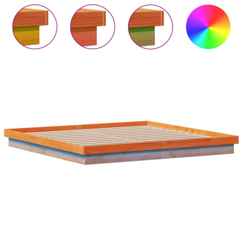 VidaXL (200 x 200 cm) vidaXL LED Bed Frame Mattress Foundation Bedstead Platform Bed Base Solid Wood 1