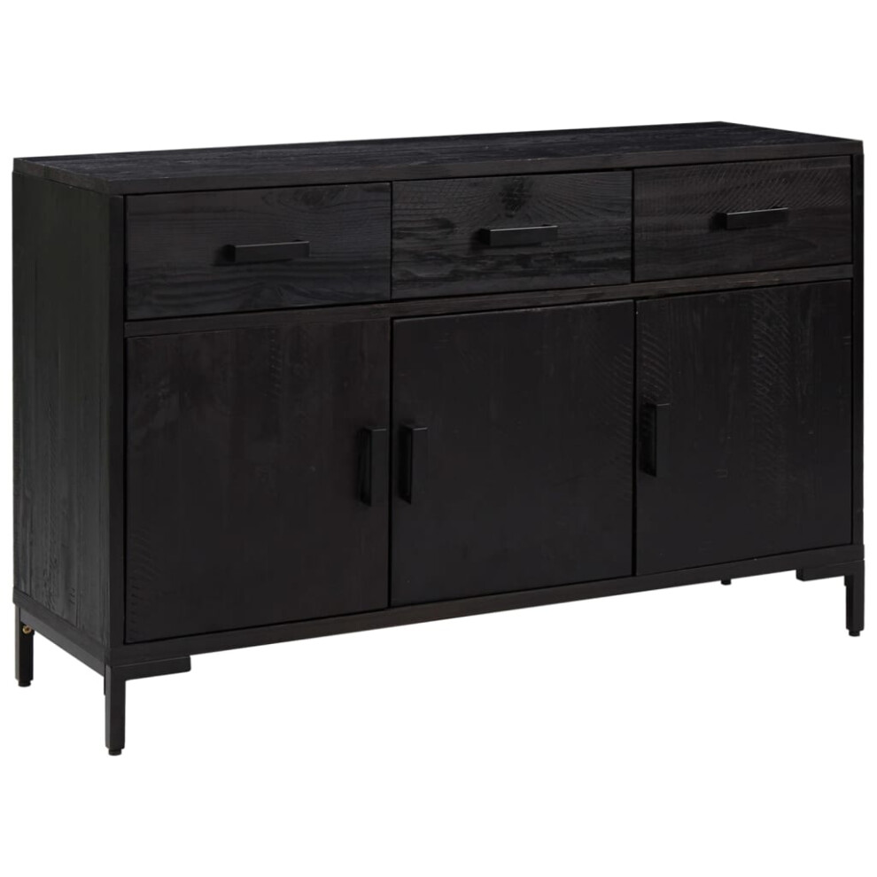 (black) vidaXL Solid Wood Pine Sideboard Recycled Cupboard Home Organiser Side Cabinet