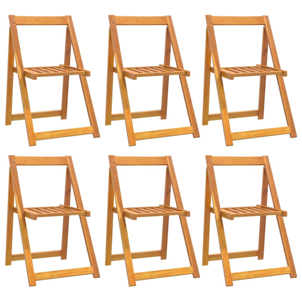 Vidaxl (6 Pcs) 2/4/6/8X Solid Wood Acacia Folding Garden Chairs Wooden Dining Seat
