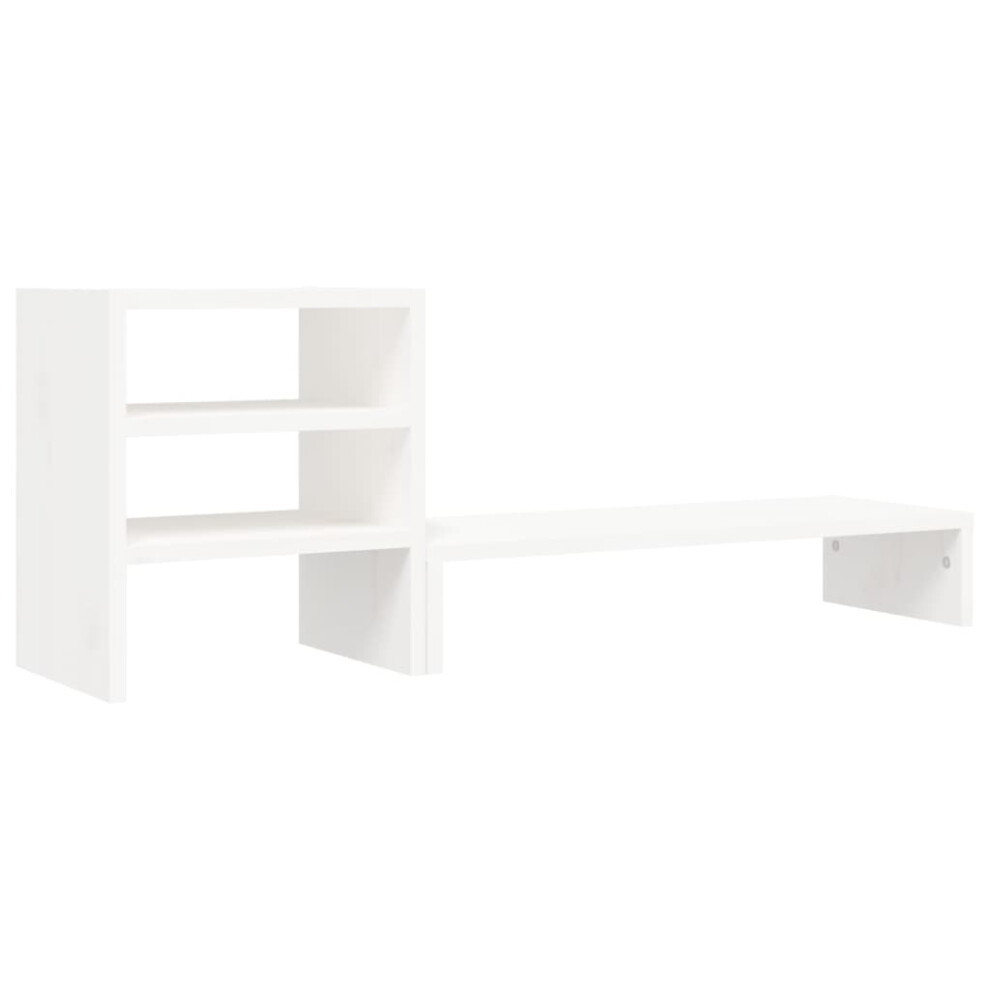 (white) vidaXL Solid Wood Pine Monitor Stand Wooden Home Screen Riser Multi Colours