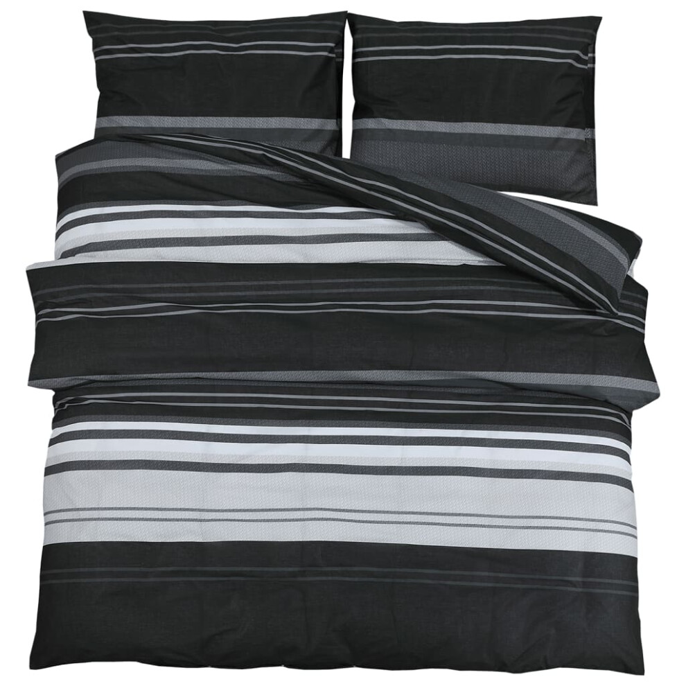Vidaxl (Black Stripes, 200 X 200 Cm + 60 X 70 Cm/ 2 Pcs) 1/2X Duvet Cover Set Cotton Duvet Slipcover Sheet Multi Colours/Sizes