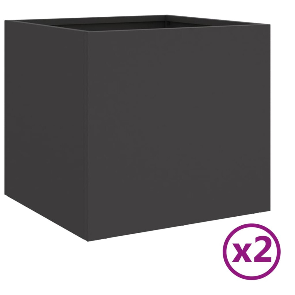 (black, 32 x 30 x 29 cm/ 2 pcs) vidaXL Planter Raised Garden Bed Plant Pot Flower Pot Grey Weathering Steel