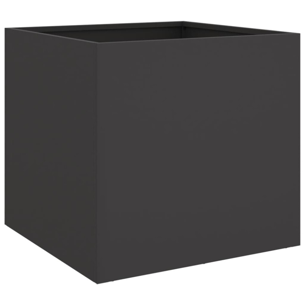 Vidaxl Planter Patio Flower Pot Garden Raised Bed Outdoor Planter Black Steel