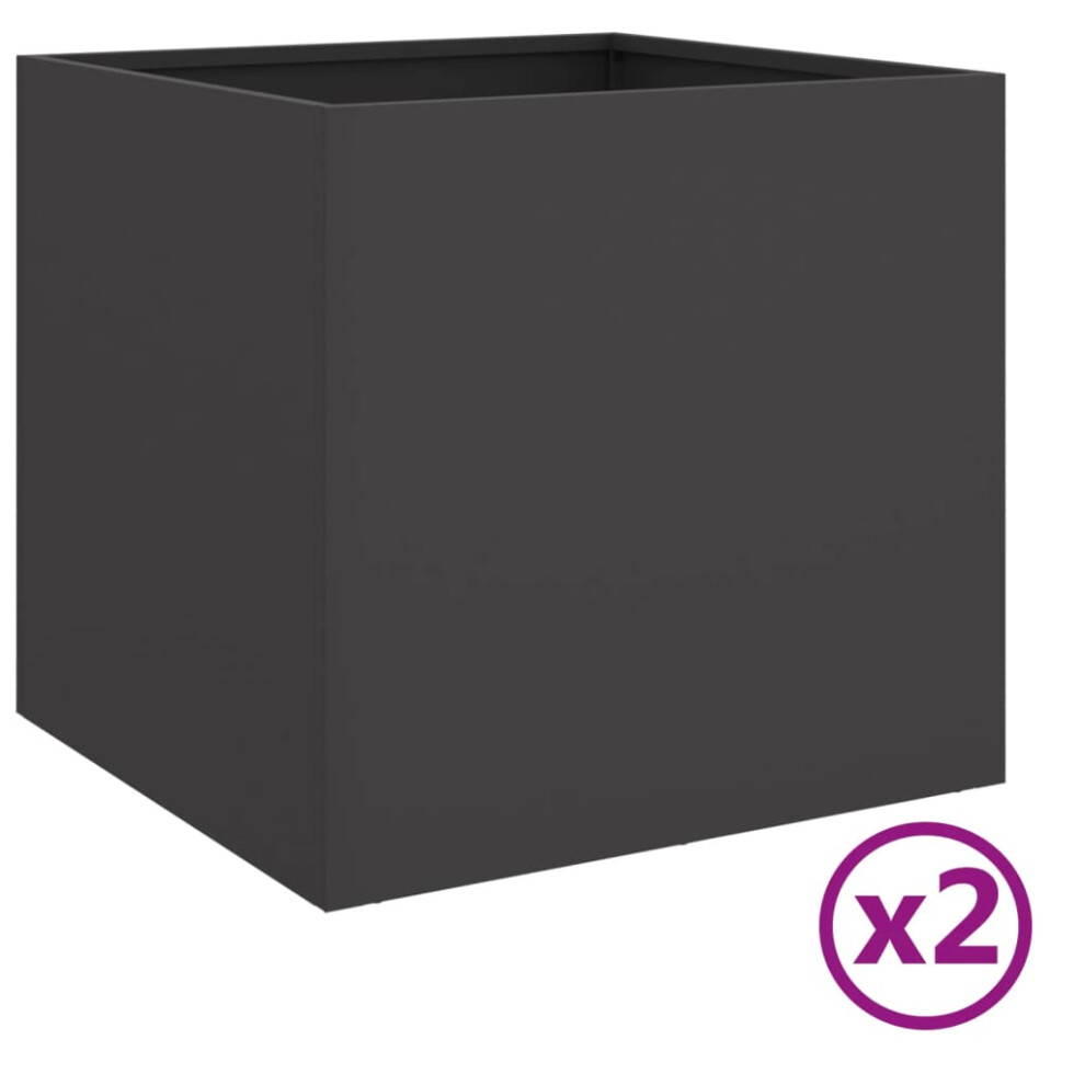 (black, 42 X 40 X 39 cm/ 2 pcs) vidaXL Planter Raised Garden Bed Plant Pot Flower Pot Grey Weathering Steel