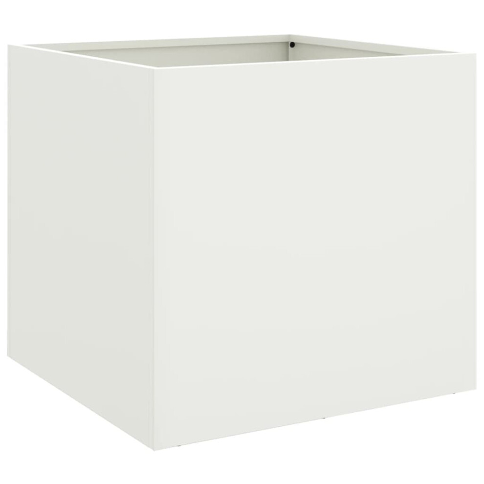 vidaXL Planter White 42x40x39 cm Cold-rolled Steel - Garden Plant Pot - Image 2