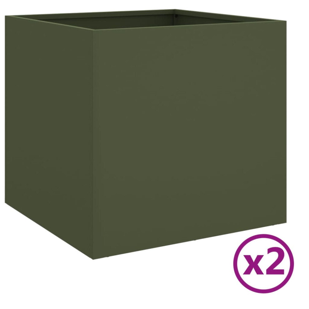 (green, 42 x 40 x 39 cm/ 2 pcs) vidaXL Planter Raised Garden Bed Plant Pot Flower Pot Grey Weathering Steel