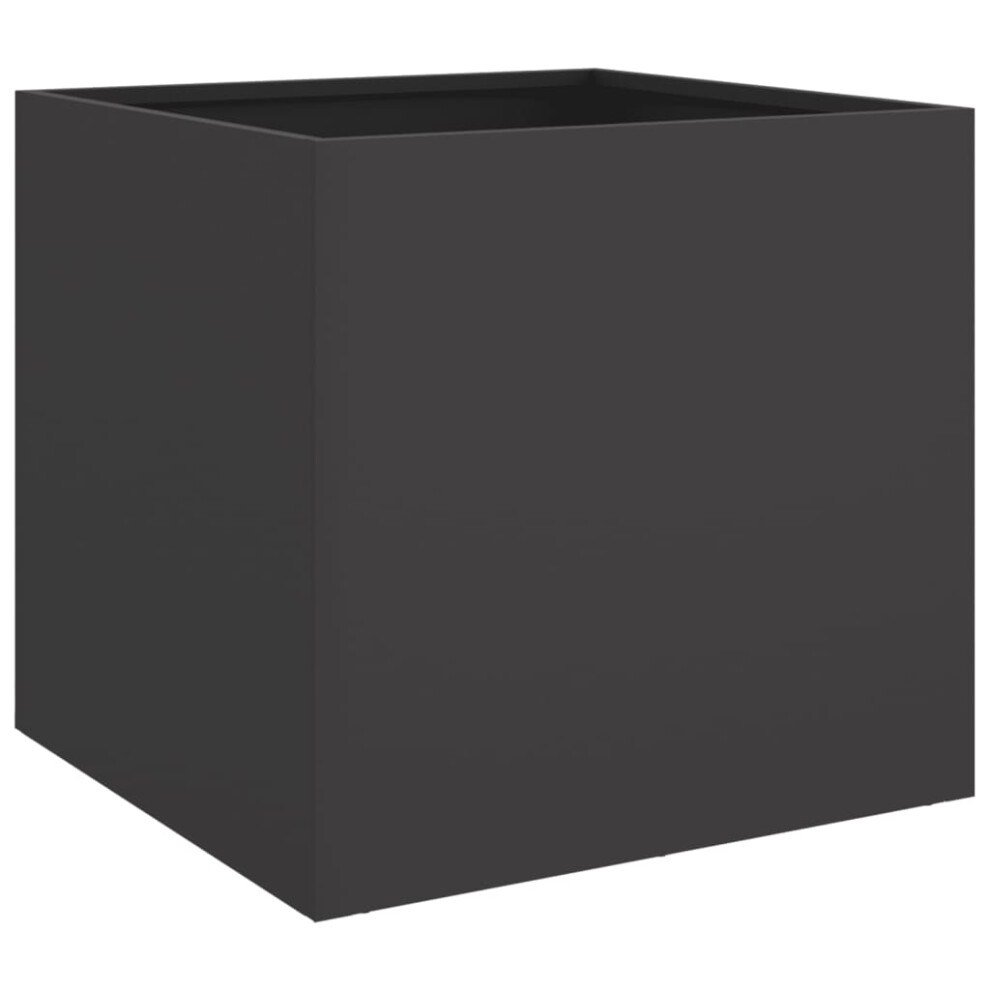 Vidaxl Planter Patio Flower Pot Garden Raised Bed Outdoor Planter Black Steel