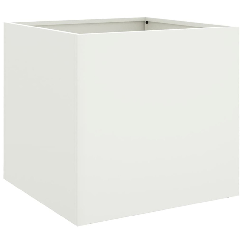 Vidaxl Planter Patio Flower Pot Garden Raised Bed Outdoor Planter White Steel