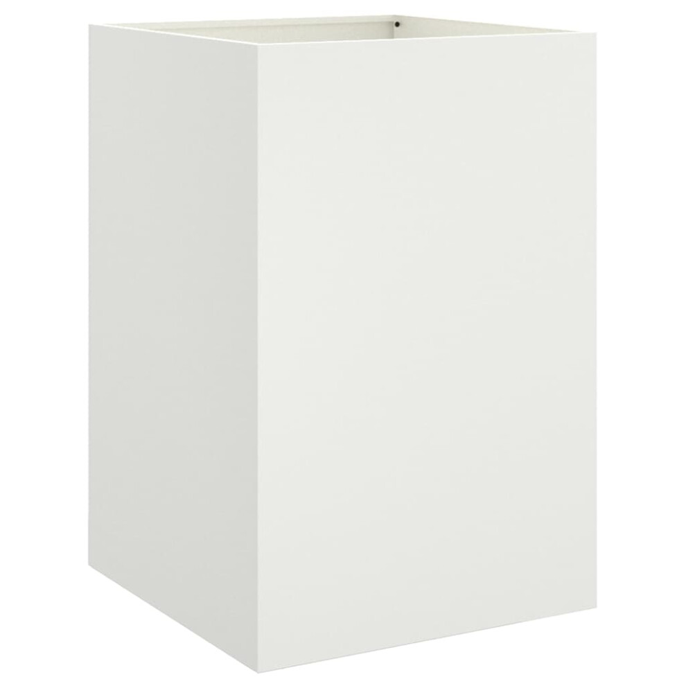 Vidaxl Planter Patio Flower Pot Garden Raised Bed Outdoor Planter White Steel