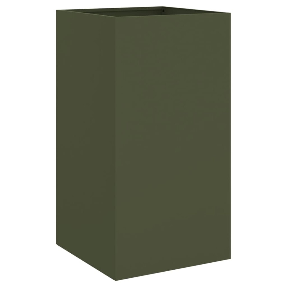 Vidaxl Planter Flower Pot Garden Raised Bed Outdoor Planter Olive Green Steel
