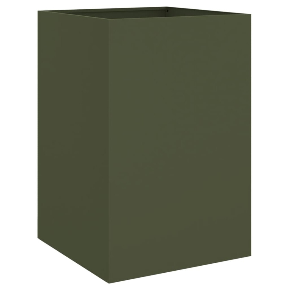 Vidaxl Planter Flower Pot Garden Raised Bed Outdoor Planter Olive Green Steel