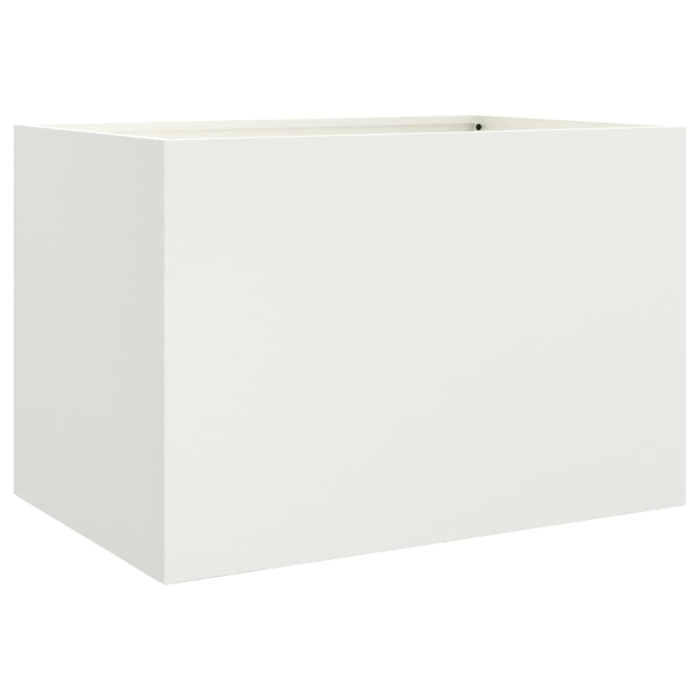 Vidaxl Planter Patio Flower Pot Garden Raised Bed Outdoor Planter White Steel