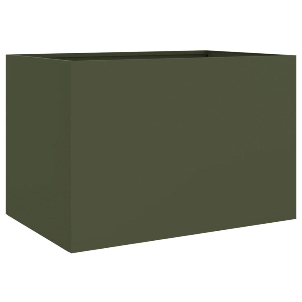 Vidaxl Planter Flower Pot Garden Raised Bed Outdoor Planter Olive Green Steel
