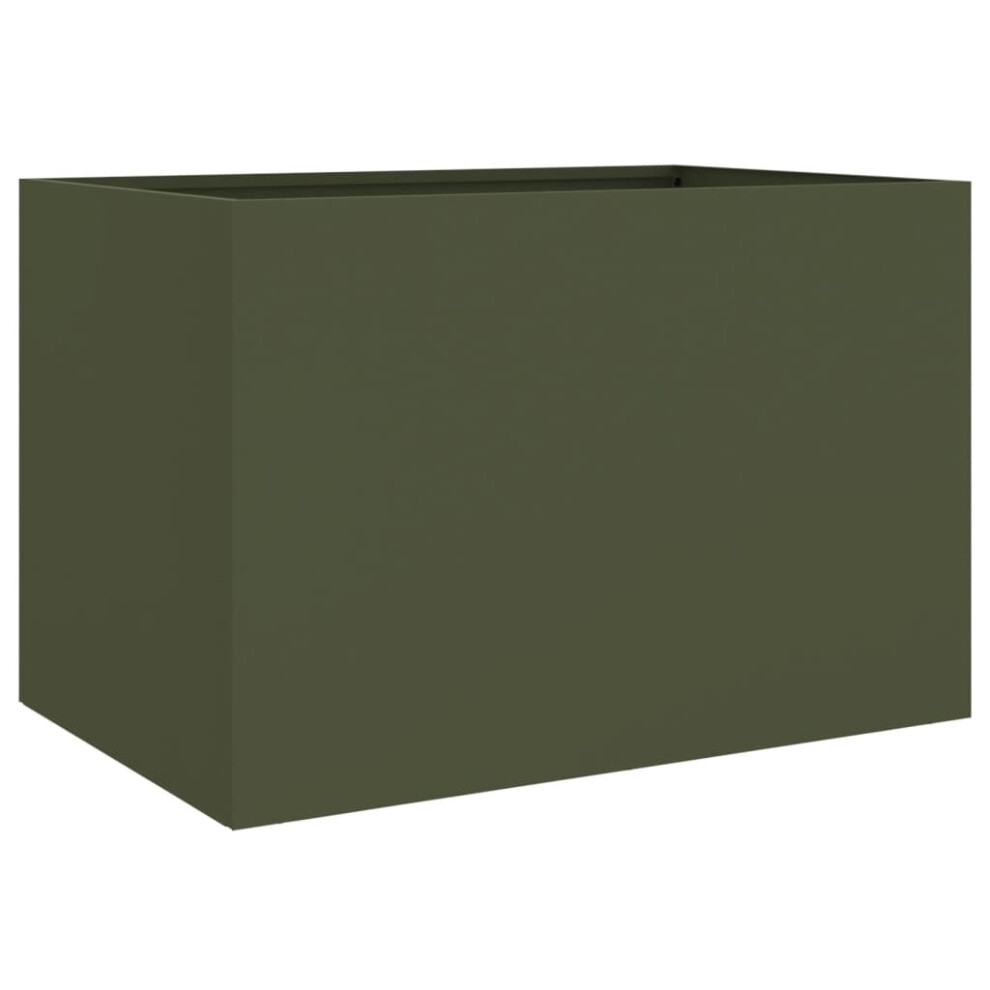 Vidaxl Planter Flower Pot Garden Raised Bed Outdoor Planter Olive Green Steel