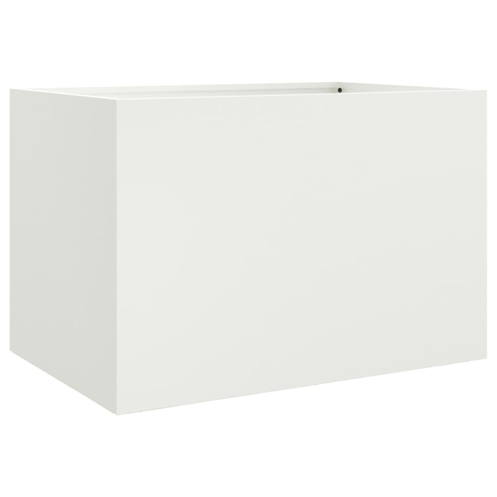 Vidaxl Planter Patio Flower Pot Garden Raised Bed Outdoor Planter White Steel