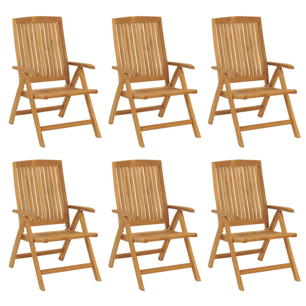 (6 pcs) vidaXL 2/4/6/8x Reclining Garden Chairs Solid Wood Teak Recliner Armchair