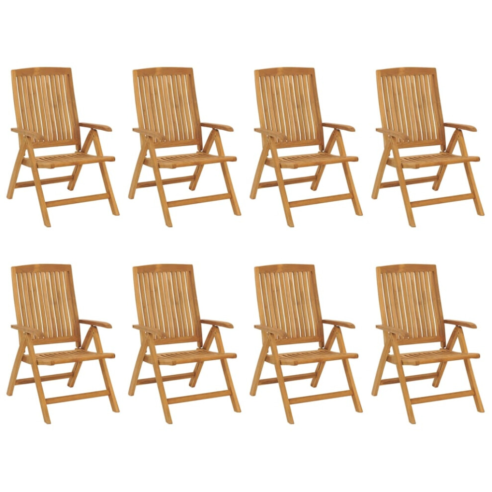 (8 pcs) vidaXL 2/4/6/8x Reclining Garden Chairs Solid Wood Teak Recliner Armchair