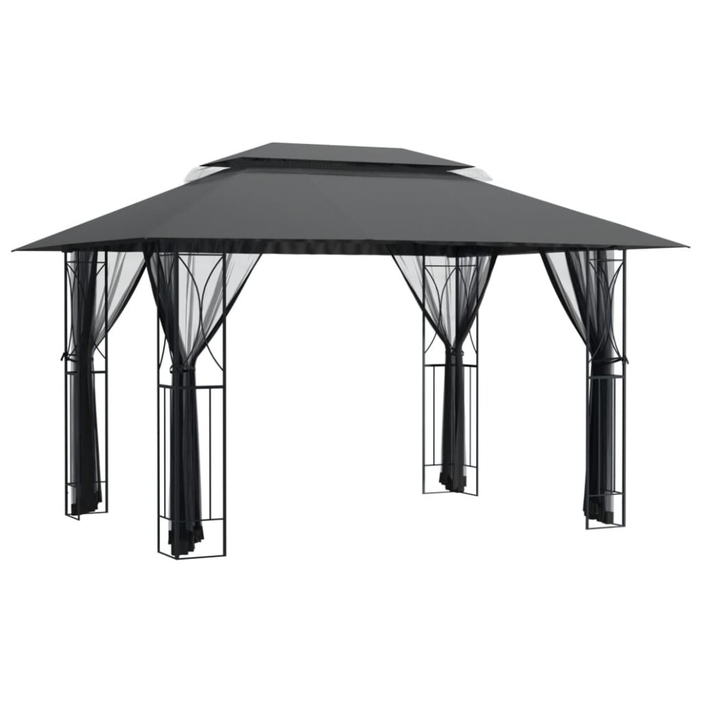 Vidaxl (400 X 300 X 270 Cm) Gazebo Outdoor Canopy Marquee Garden With Sidewalls Steel Anthracite