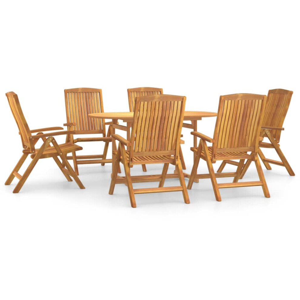 (round, 150 cm table length 7 piece) vidaXL Garden Dining Set Solid Wood Teak Patio Table 5/7/9 Piece Round/Square