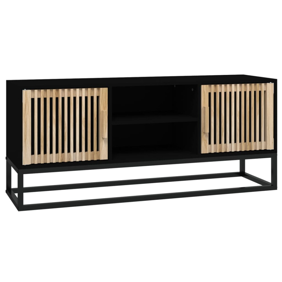 (black) vidaXL TV Cabinet Entertainment Centre TV Stand Unit Engineered Wood and Iron