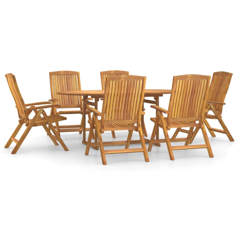 (round, 180 cm table length 7 piece) vidaXL Garden Dining Set Solid Wood Teak Patio Table 5/7/9 Piece Round/Square