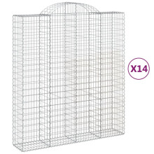 vidaXL Gabionen mit Hochbogen 14Stk. 200x50x220/240cm Verzinktes Eisen