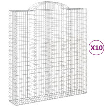 vidaXL Gabionen mit Hochbogen 10Stk. 200x50x220/240cm Verzinktes Eisen