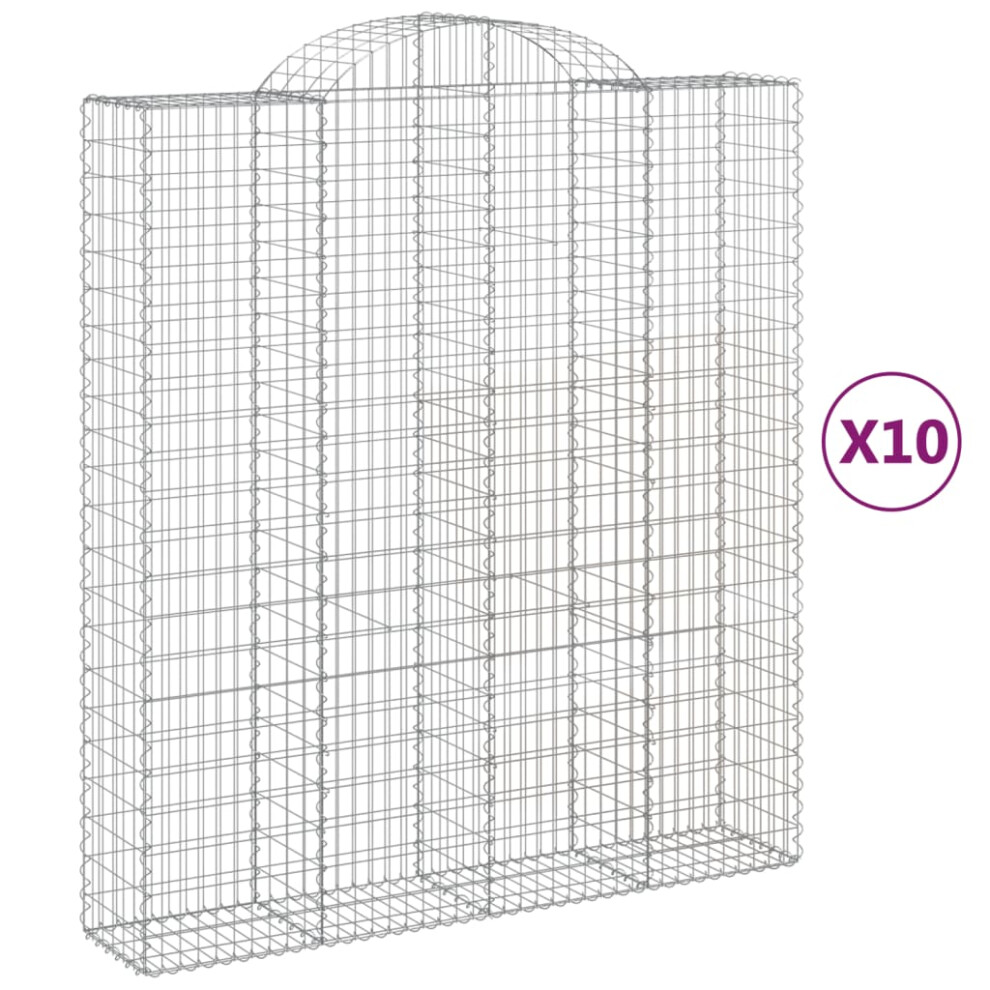 (200 x 50 x 220/240 cm/ 10 pcs) vidaXL Arched Gabion Basket Stone Basket Gabion Retaining Wall Galvanised Iron