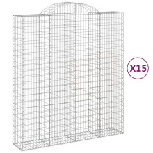 vidaXL Gabionen mit Hochbogen 15Stk. 200x50x220/240cm Verzinktes Eisen