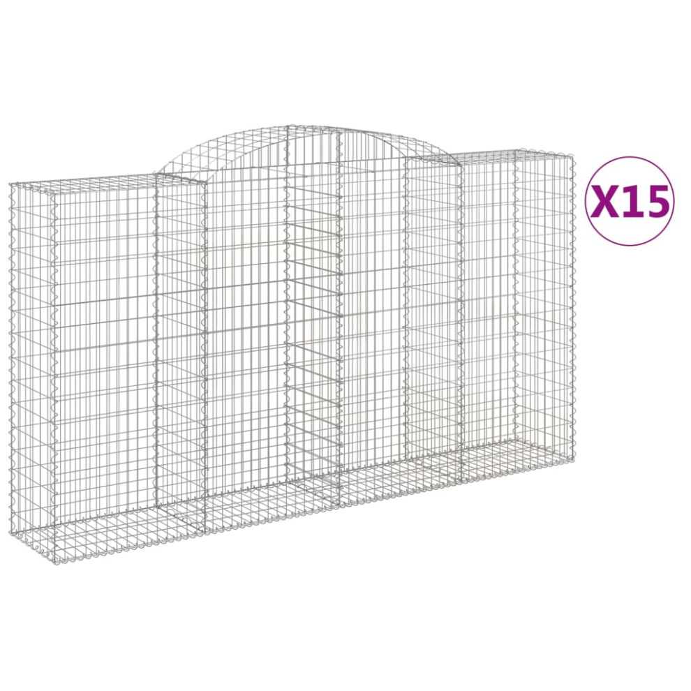 (300 x 50 x 160/180 cm/ 15 pcs) vidaXL Arched Gabion Basket Stone Basket Gabion Retaining Wall Galvanised Iron