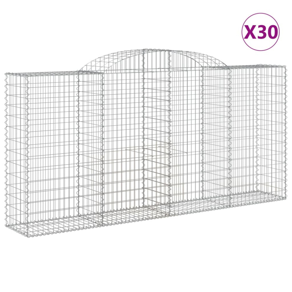 (300 X 50 X 140/160 cm/ 30 pcs) vidaXL Arched Gabion Basket Stone Basket Gabion Retaining Wall Galvanised Iron