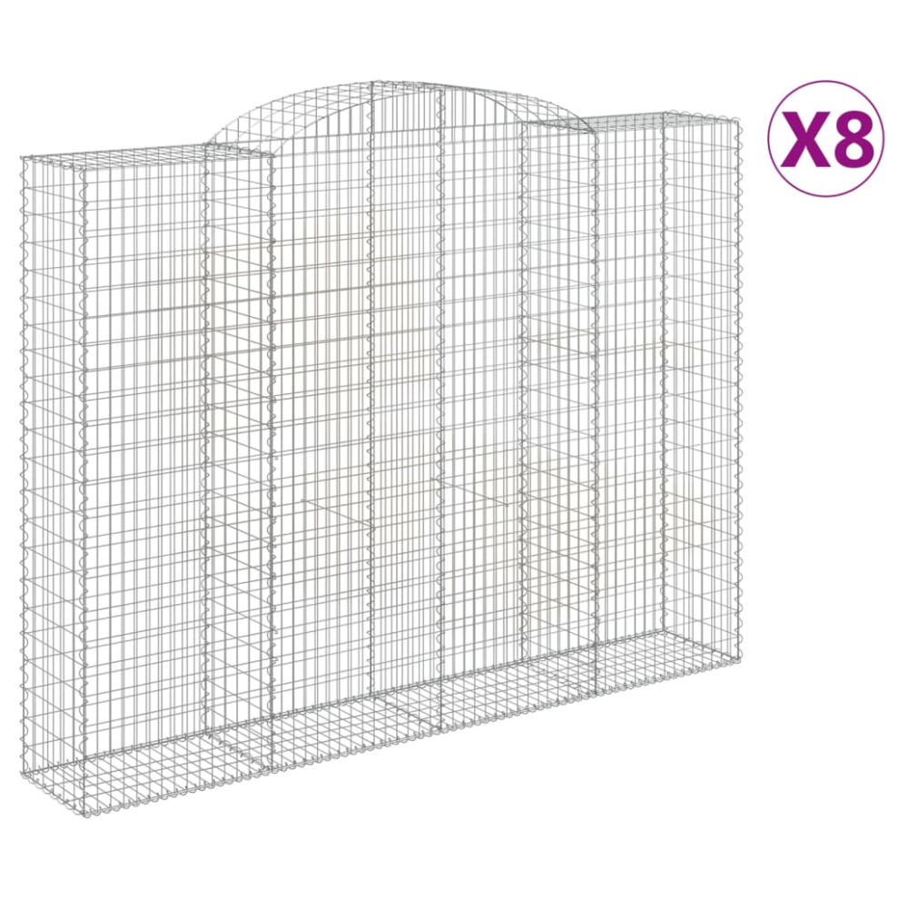 (300 x 50 x 220/240 cm/ 8 pcs) vidaXL Arched Gabion Basket Stone Basket Gabion Retaining Wall Galvanised Iron