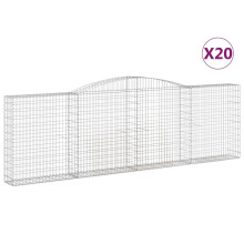 vidaXL Gabionen mit Hochbogen 20Stk. 400x30x120/140cm Verzinktes Eisen