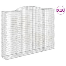 vidaXL Gabionen mit Hochbogen 10 Stk 300x50x220/240cm Verzinktes Eisen