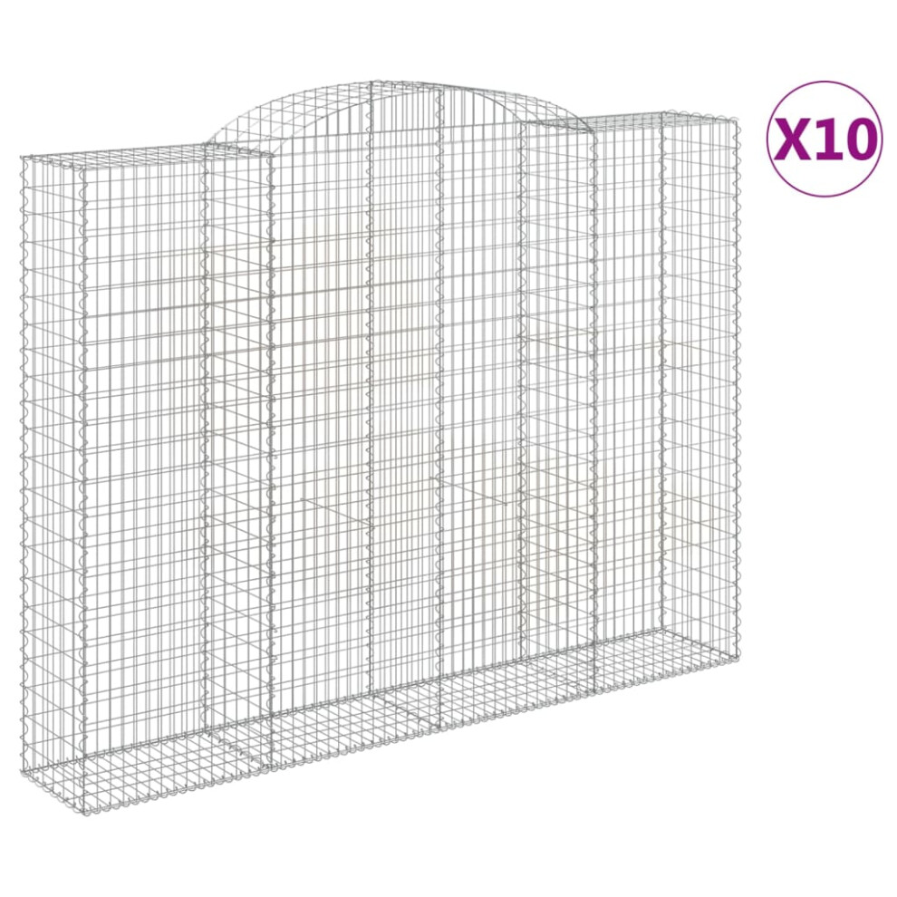 (300 x 50 x 220/240 cm/ 10 pcs) vidaXL Arched Gabion Basket Stone Basket Gabion Retaining Wall Galvanised Iron