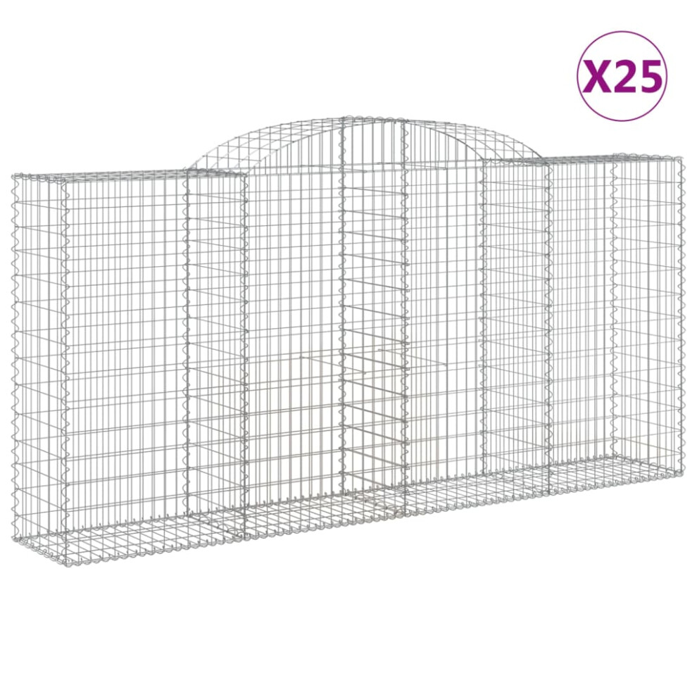 (300 x 50 x 140/160 cm/ 25 pcs) vidaXL Arched Gabion Basket Stone Basket Gabion Retaining Wall Galvanised Iron