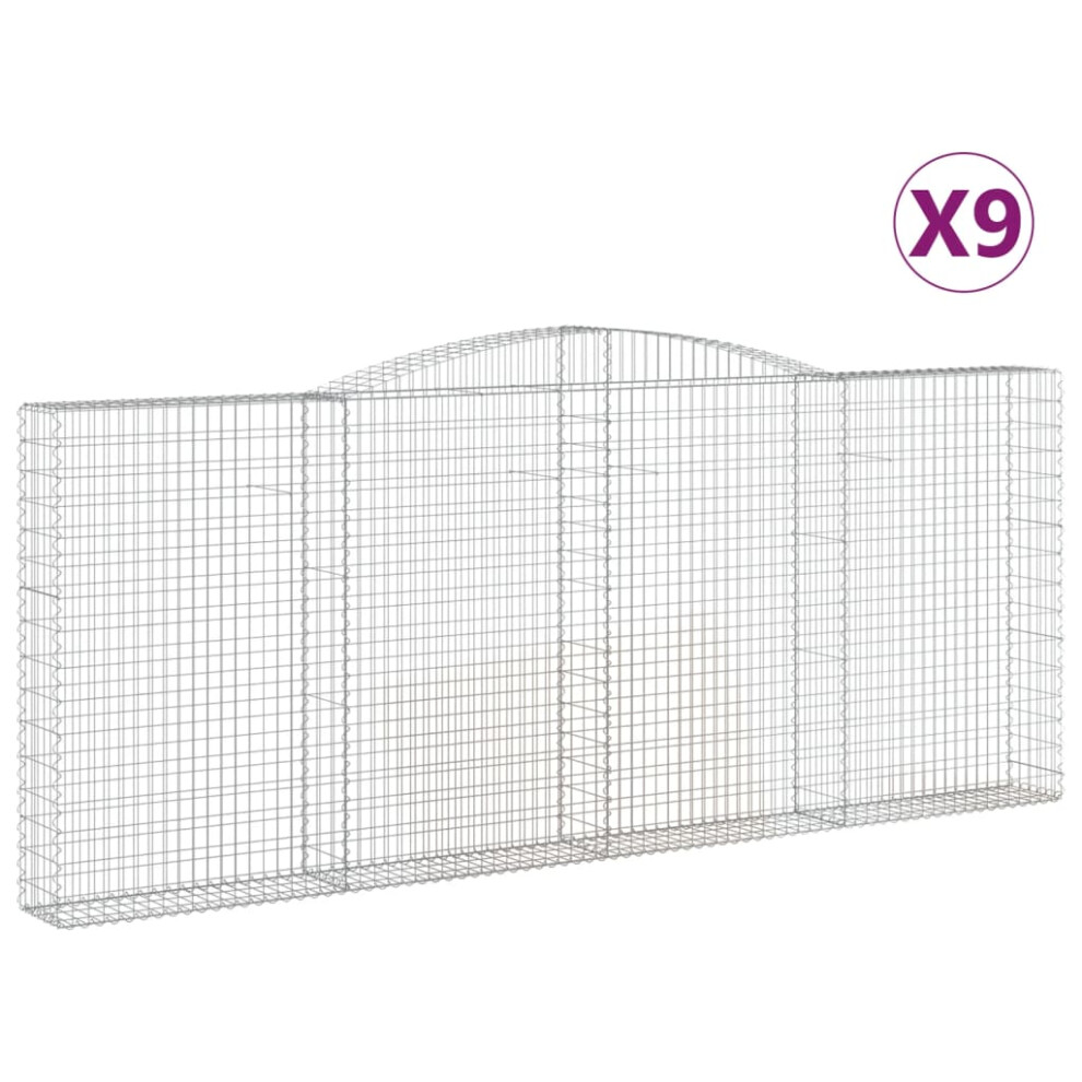 (400 x 30 x 160/180 cm/ 9 pcs) vidaXL Arched Gabion Basket Stone Basket Gabion Retaining Wall Galvanised Iron