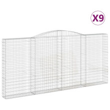 vidaXL Gabionen mit Hochbogen 9 Stk. 400x30x180/200cm Verzinktes Eisen