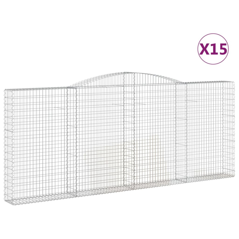 (400 x 30 x 160/180 cm/ 15 pcs) vidaXL Arched Gabion Basket Stone Basket Gabion Retaining Wall Galvanised Iron