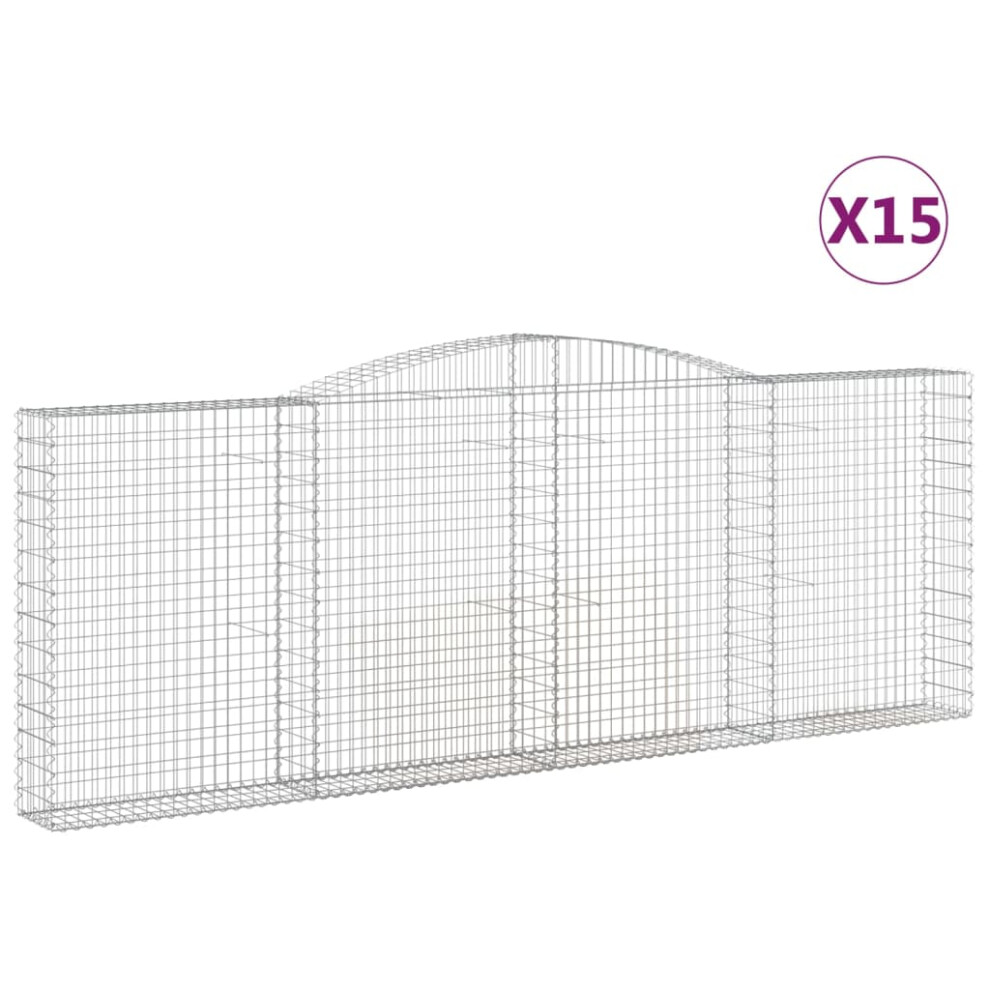 (400 x 30 x 140/160 cm/ 15 pcs) vidaXL Arched Gabion Basket Stone Basket Gabion Retaining Wall Galvanised Iron