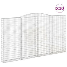 vidaXL Gabionen mit Hochbogen 10Stk. 400x30x220/240cm Verzinktes Eisen