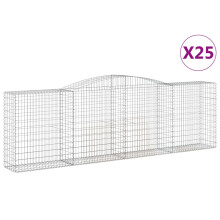 vidaXL Gabionen mit Hochbogen 25 Stk 400x50x120/140cm Verzinktes Eisen