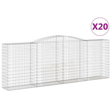 vidaXL Gabionen mit Hochbogen 20 Stk 400x50x140/160cm Verzinktes Eisen