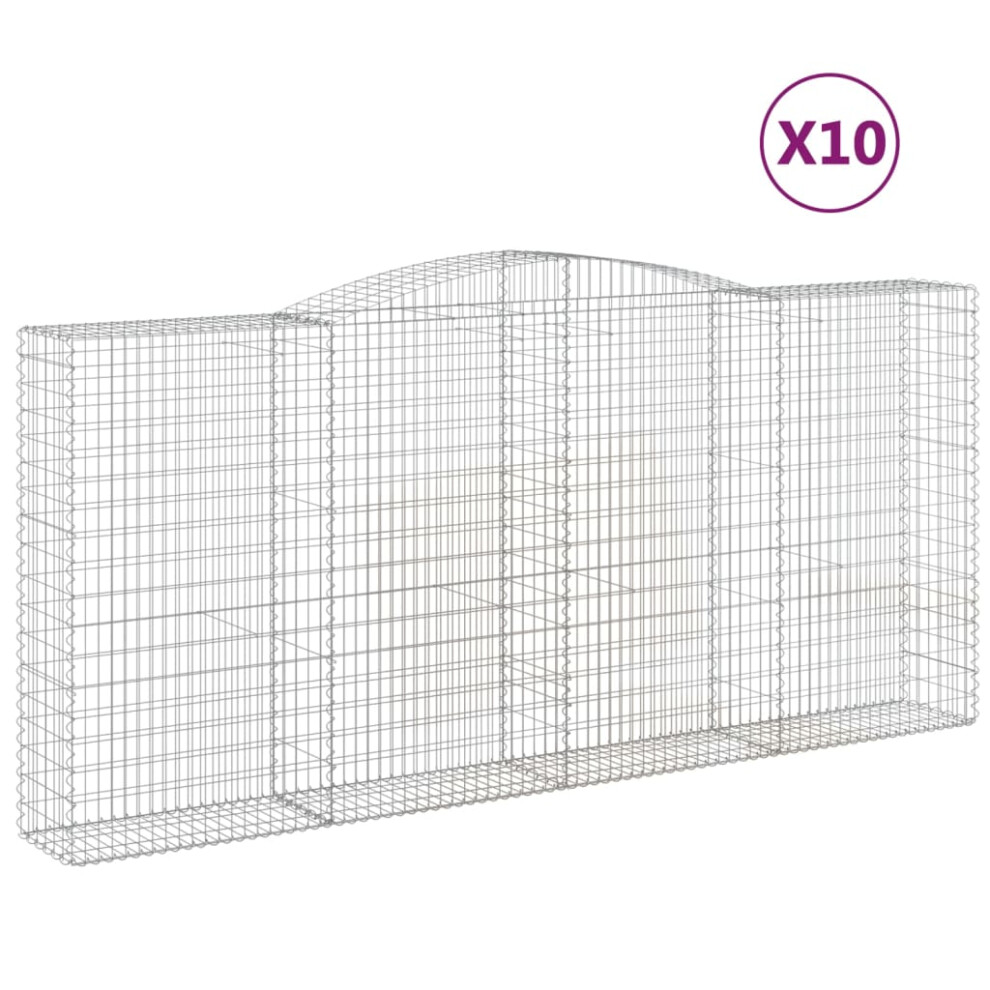(400 x 50 x 180/200 cm/ 10 pcs) vidaXL Arched Gabion Basket Stone Basket Gabion Retaining Wall Galvanised Iron