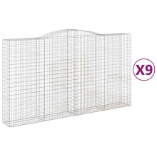 vidaXL Gabionen mit Hochbogen 9 Stk. 400x50x220/240cm Verzinktes Eisen